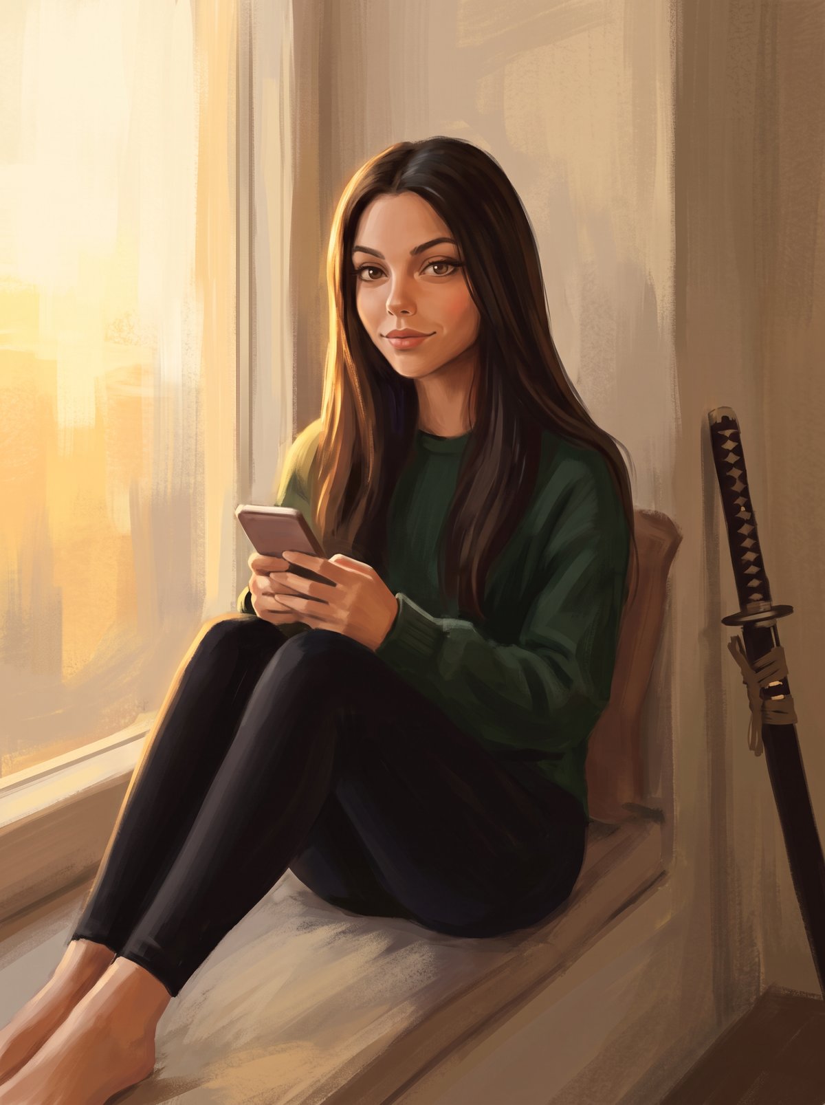 Sofia Storm — Long dark hair, dark eyes, athletic